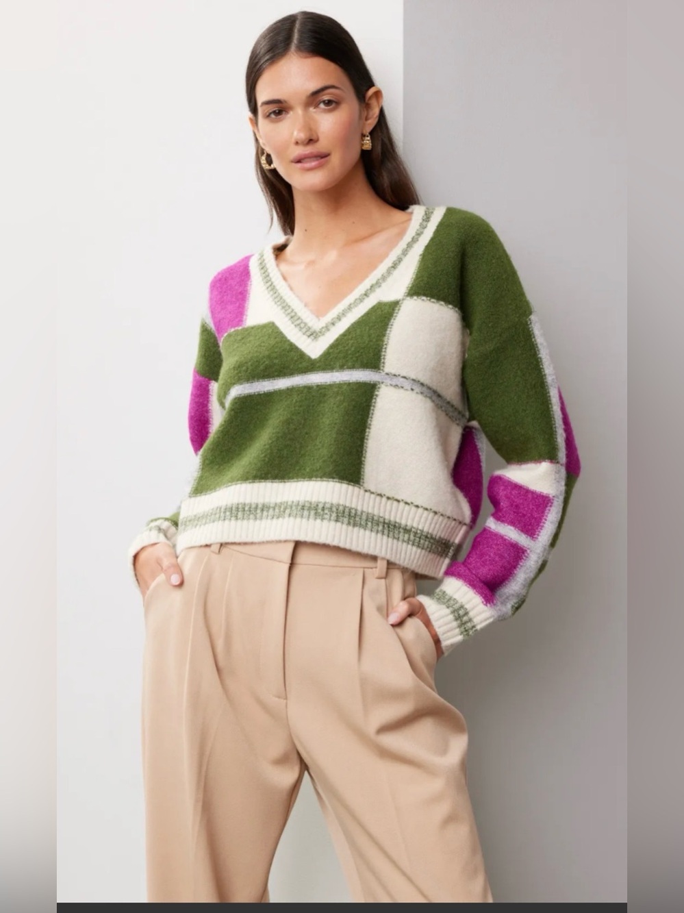 525 America Women's Geometric Colorblock Aisha Sweater - Size XL